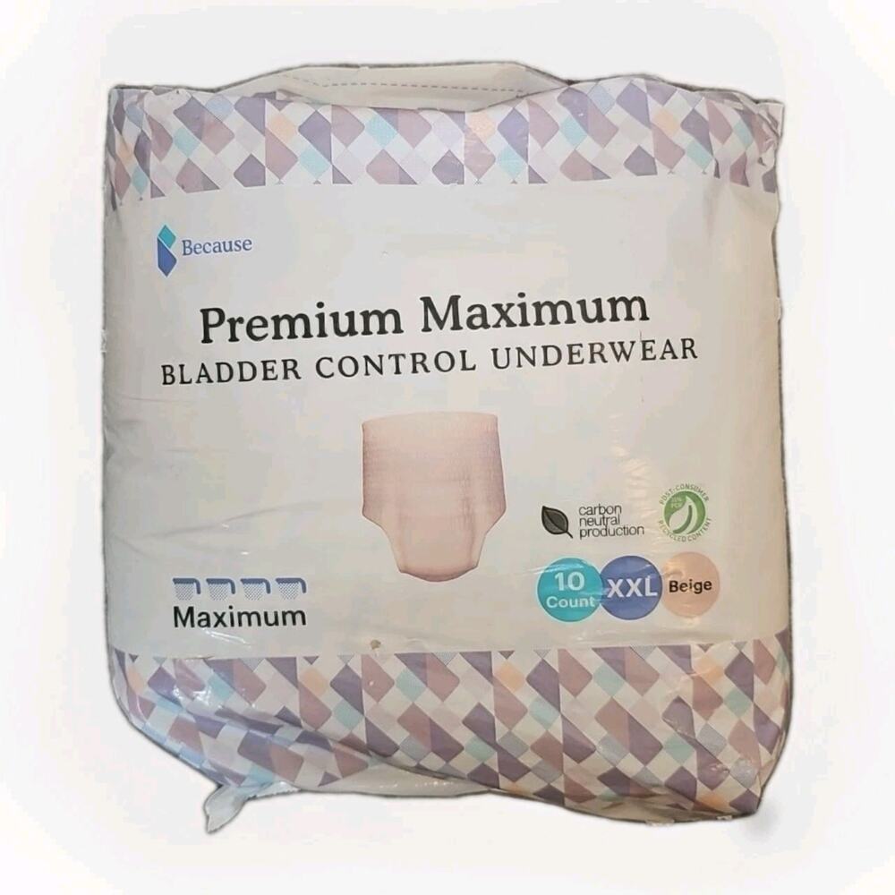 Overnight Plus Pull Up Underwear, Because Unisex Premium 10 Pack Size XXL 64-80"